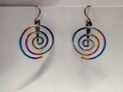 Niobium  Rainbow Vortex Earrings 3 Inches - The Experience-