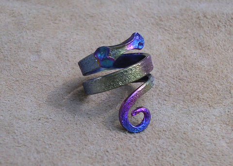 Hand Forged 3 Turn Vortex Energy Ring™ with Blue Topaz and Alexandrite