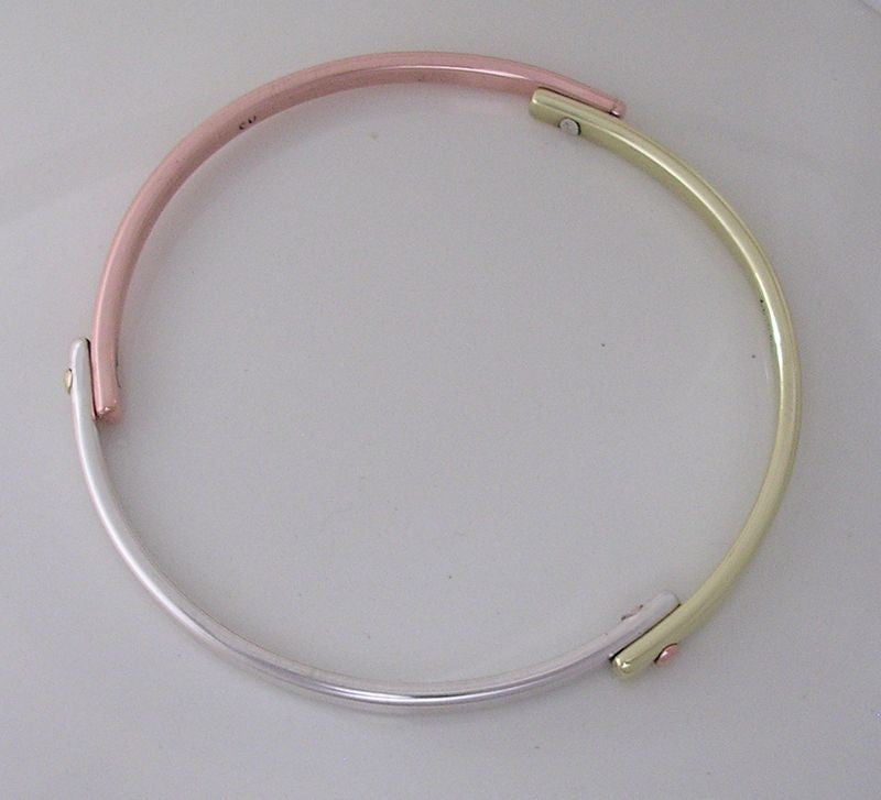 Tri-Metal Bangle Bracelet with Rivets