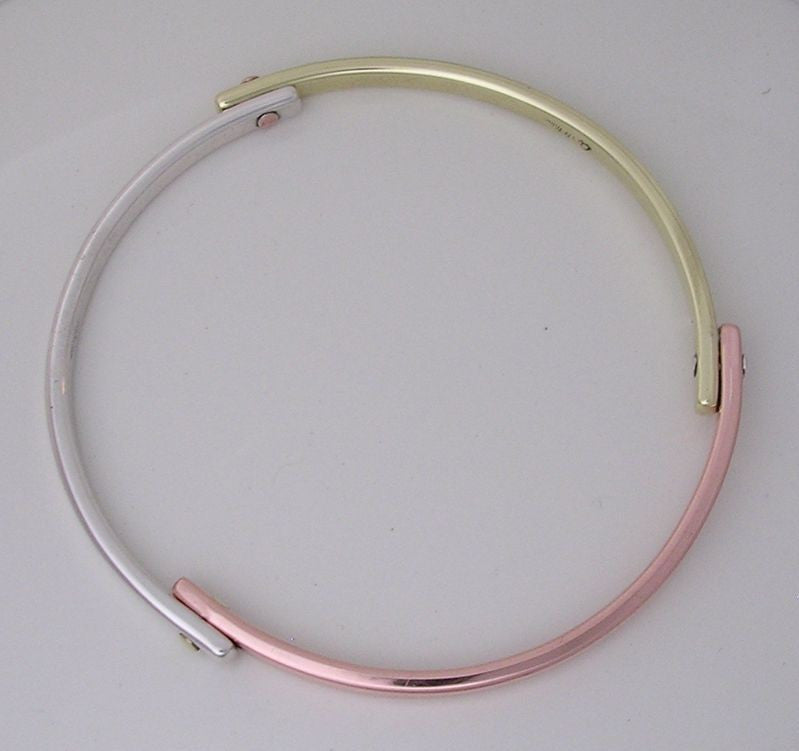 Tri-Metal Bangle Bracelet with Rivets