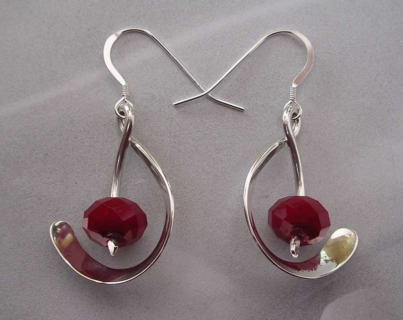 Ruby Quartz And Sterling Silver Golden Mean Earrings