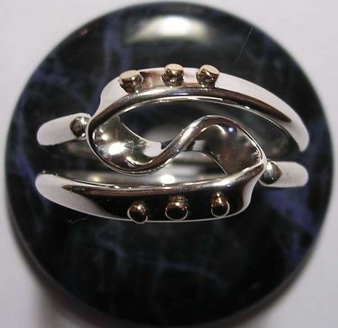 Hand Forged 2 Turn Vortex Energy Ring ™© with Two Stones