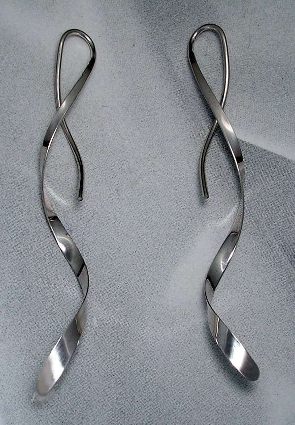 Spiral Earrings - One Piece Design in Sterling Silver.