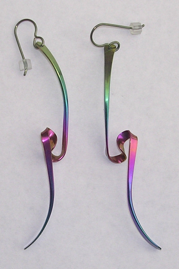 Niobium  Rainbow Vortex Earrings 3 Inches - The Experience-