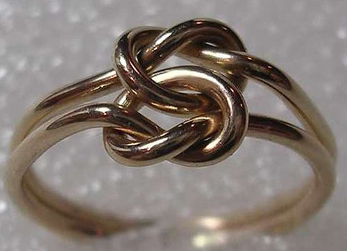 16 Gauge Double Love Knot Ring in Solid 14K yellow gold