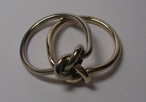 2 Double Love Knot Rings in Sterling Silver 14gauge and 16gauge