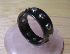 Black Niobium Ring with 12 Sterling Silver Rivets