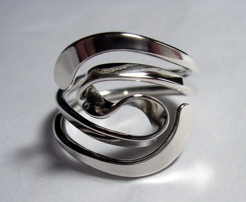Winged Two Turn Vortex Energy Ring™  in Sterling Silver
