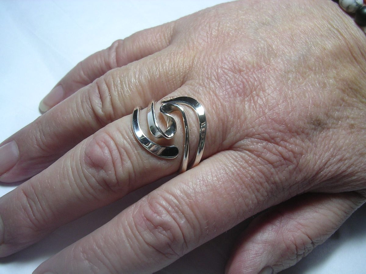 Winged Two Turn Vortex Energy Ring™  in Sterling Silver