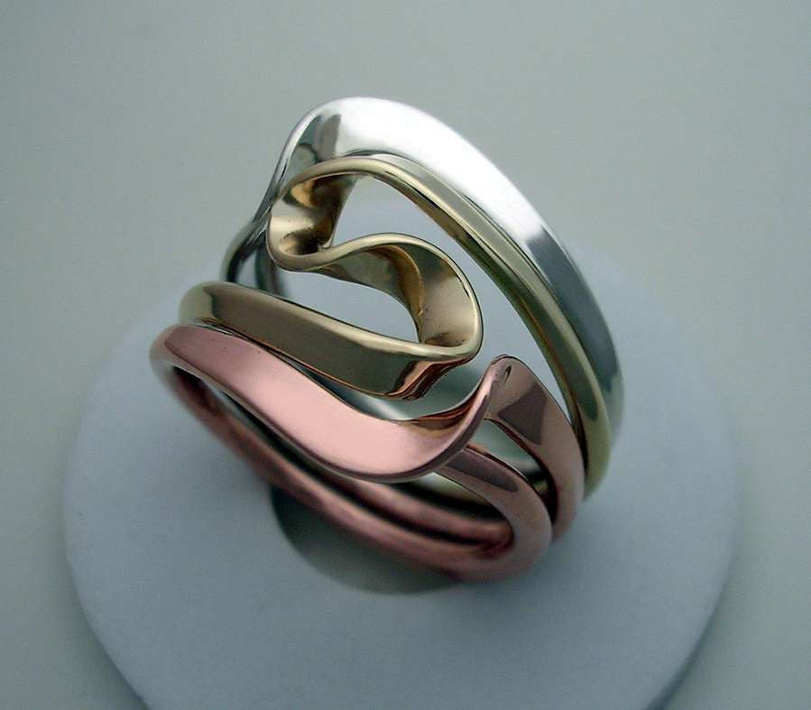 Tesla Inspired Silver, 14k Yellow Gold and Copper Vortex Energy