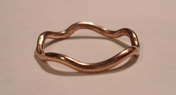 A Band of subtle Waves in Pure Copper, Sterling silver or Brass