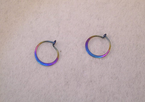 Niobium Rainbow Colored Hoop Earrings In Various Sizes