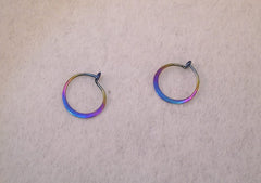Tiny Sleeper Hoop earrings in Hypoallergenic Rainbow Niobium